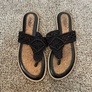 Lucky Brand Barry Sandals in Black Flip Flop Thong Size 8.5